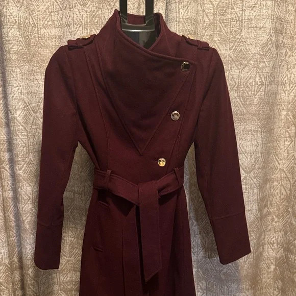 Guess - Women's Burgundy Coat - Picture 5 of 9